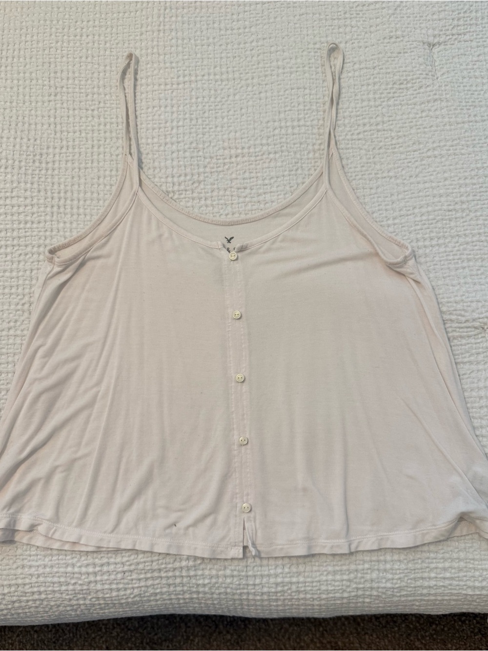 Women’s White Button-Front Spaghetti Strap Tank Top